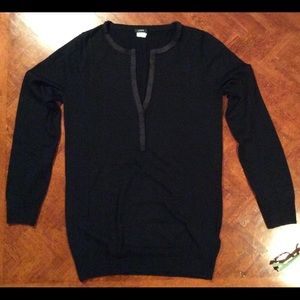 Black J.Crew, Henley Wool Sweater, Size M